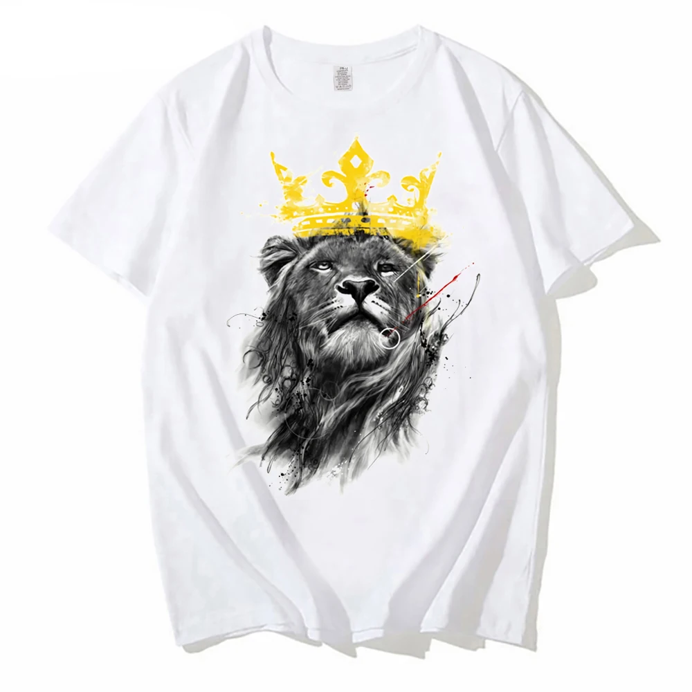 Summer Fashion Mens oversized Creative Tshirt king of lion Print Tee Homme Hip-hop Cool Plus size Tshirt