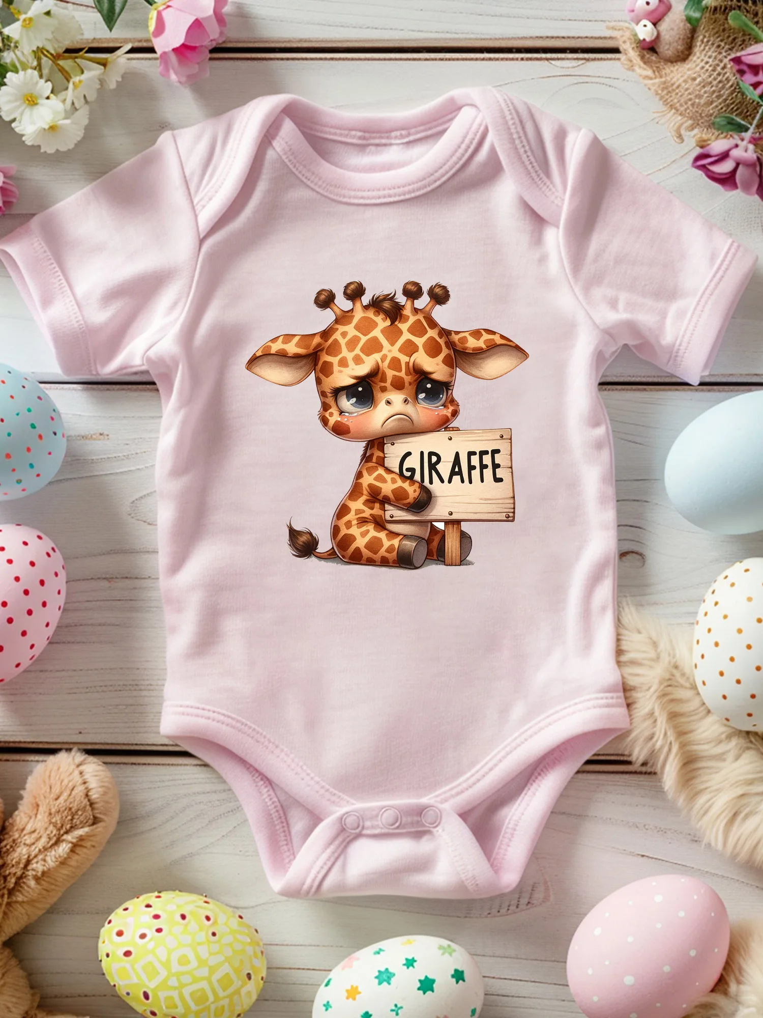 

Frustrated Giraffe Unisex Baby Crawling Suit, 100% Cotton Soft Onesie, All-Season Wear Pink Bodysuit 190GSM