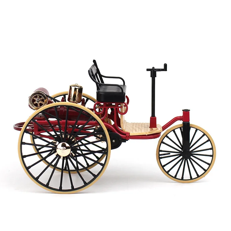 1:12 스케일 합금 클래식 자동차 삼륜차 모델 다이캐스트 금속 장난감 레트로 모델 시뮬레이션 어린이 선물 미니 삼륜 자전거