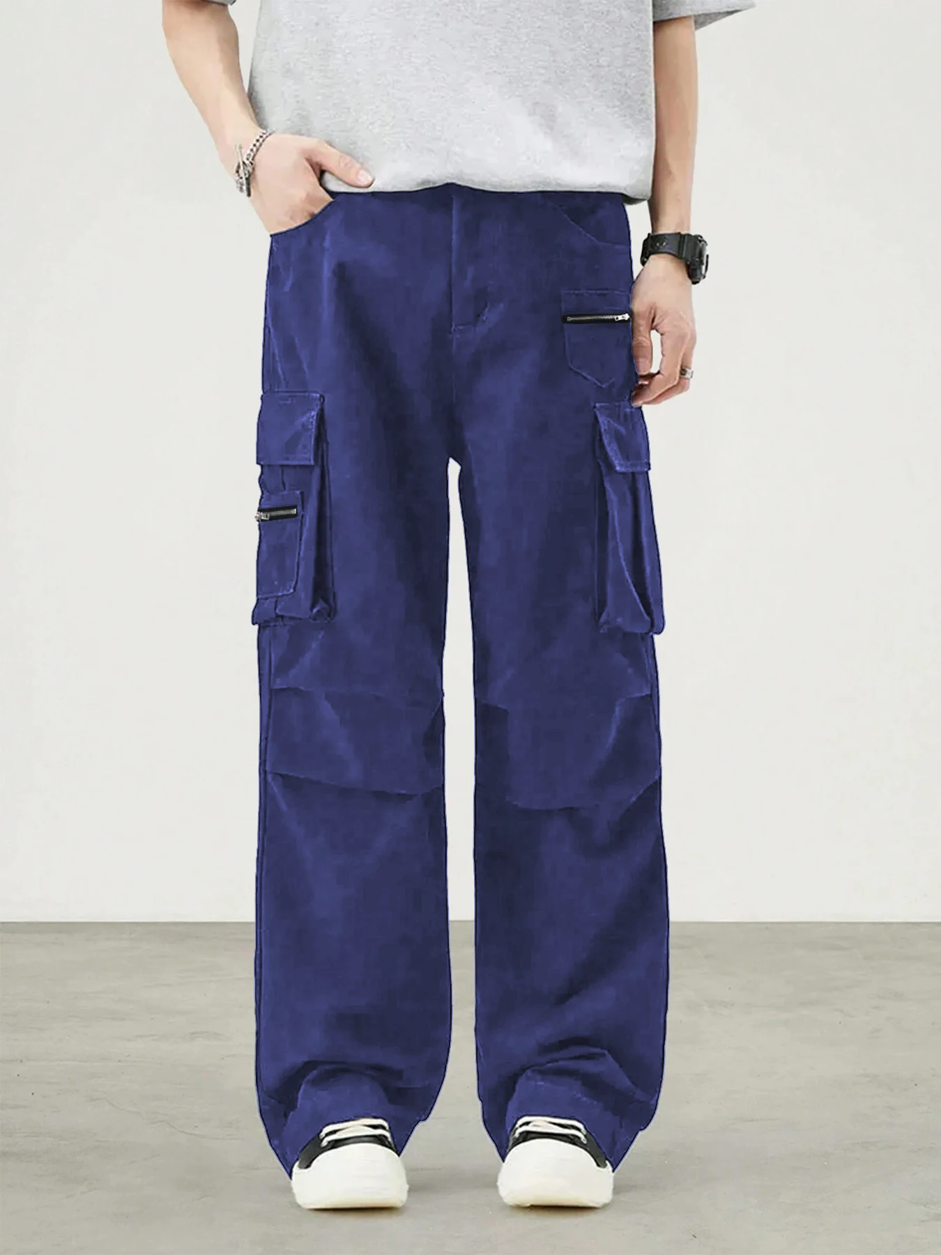 

Мужские повседневные рабочие брюки свободного кроя для весны и осени, новый американский ретро-стиль, прочные прямые брюки с множеством карманов