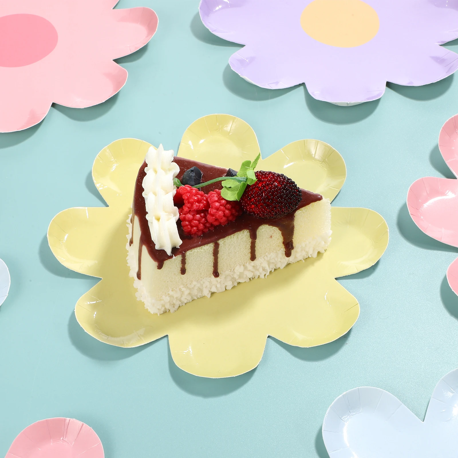 

40 Pcs Paper Plates Flower Valentines Birthday Party Decorate Dish Color Daisy Baby
