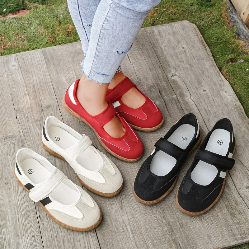 Spring Summer Polka Dot Mary Jane Flat Shoes Women Breathable Soft Bottom Casual Shoe Quick Fastening Round Toe PVC Outsole