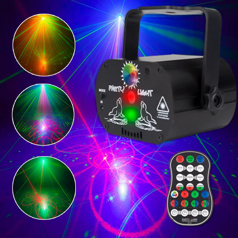 Wuzstar Mini RG Laser Projector Remote Control Plug In Powered Pattern Light For Live Wedding Banquet Club Party