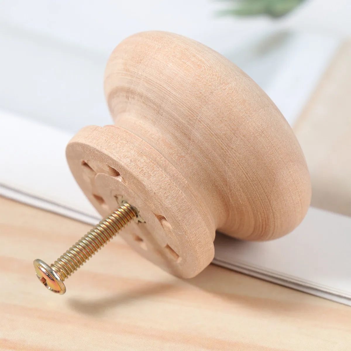 15Pcs Round Wooden Cabinet Knob Made of Solid Beech Wood Easy Install Drawer Pull Handle Chic Home Office Furniture Hardware
