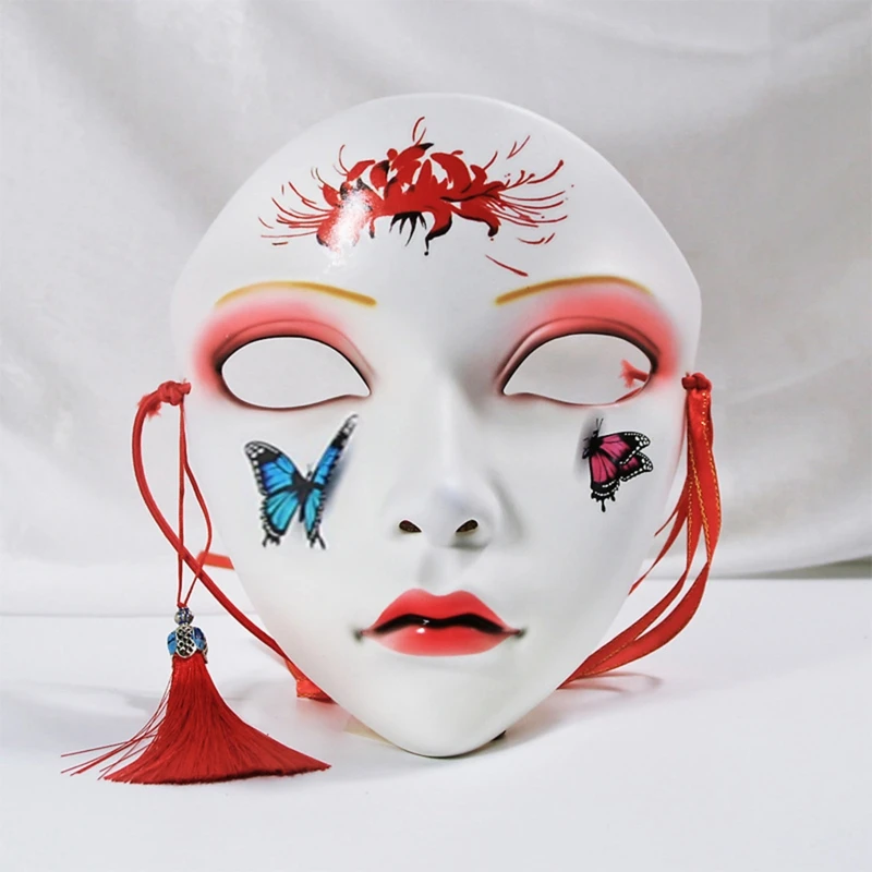 Mask Plastic Cosplay Beauty Mask Full Face Chinese Hand-painted Decor Halloween Female Masks For Women Masquerade