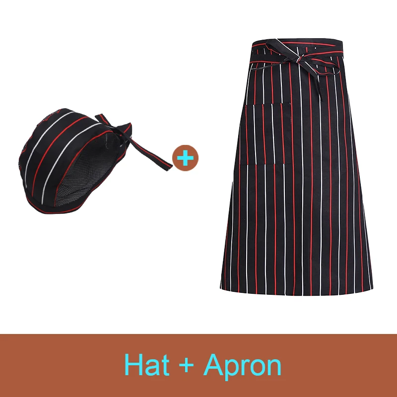 Tablier de cuisine pour homme et femme, pour travail de cuisine, hôtel, Chef, pinafront, Restaurant, boulangerie, café, chapeau de serveur, casquette de traiteur, été