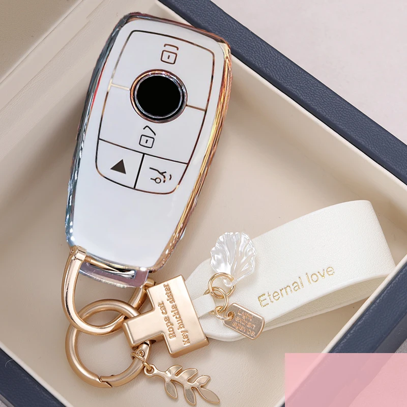 4 Button Key Fob TPU Cover Case Fits for 2019 2020 Mercedes-Benz A220 E63S AMG E-Class GLE 350 4MATIC E300 E400 E43 W213