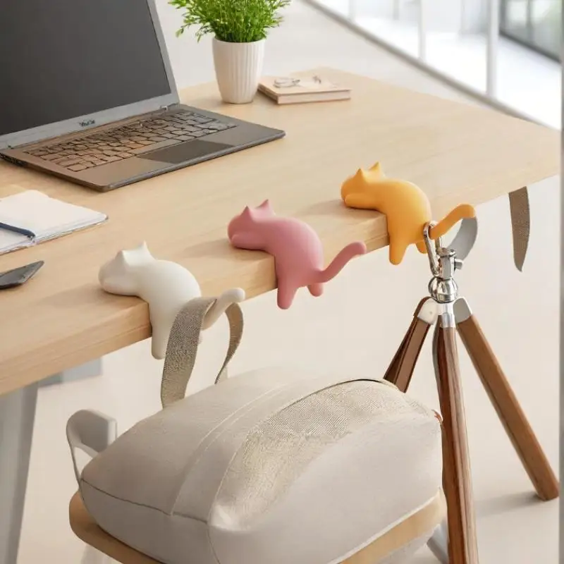 1/4 قطعة ديكور مكتب المنزل مكتب الجانب السنانير المحمولة القط خطاف حقيبة شماعات الجدول هوك حقيبة يد على ظهره حقيبة السفر حامل مُنظِم #2
