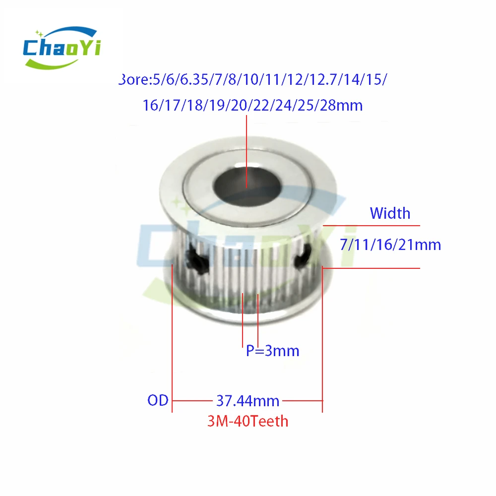 HTD 3M 40 Teeth Timing Belt Pulley Bore 5-28mm For 3M Open Belt Width 6-20mm 3M 40Teeth Synchronous Wheel Gear 40T Drive Pulley