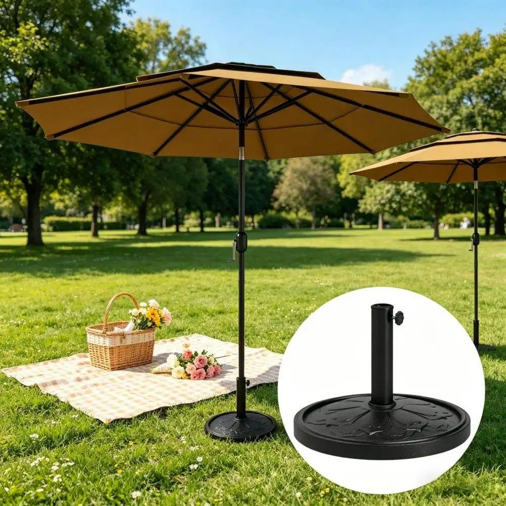 Outdoor Garden and Courtyard Umbrella with Granite Pedestal Modern Design for Hotel Use and Beach Parks