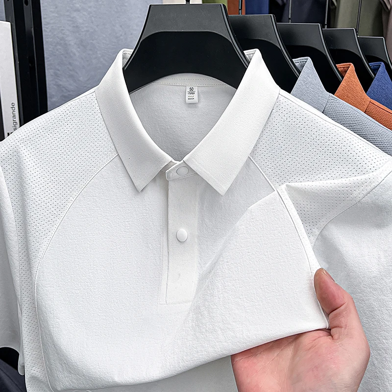 Personalized patchwork short sleeve men's polo shirt high-end summer new fashion breathable T-shirt casual luxurious lapel top
