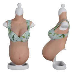 Realistic Silicone Pregnancy Belly with Fake Breasts Crossdressers Body Suit Man to Women Crossdressing Clothes False Belly