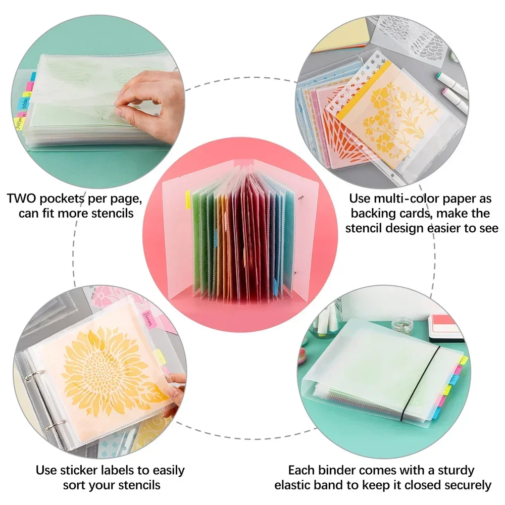 20-50pcs/Set Cookie Stencil Plastic Storage Binder 6x6