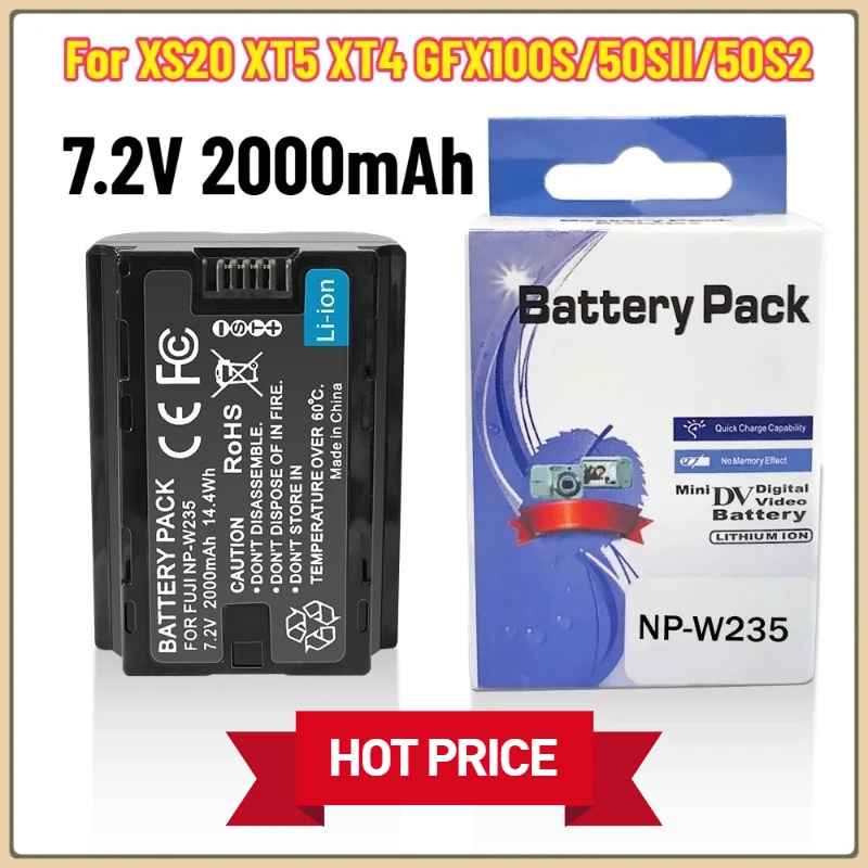 

7.2V 2000mAh NP-W235 NP W235 Battery For X-T5 X-T4 GFX 100S X-H2S GFX 50S II VG-XT4 Vertical Battery Grip