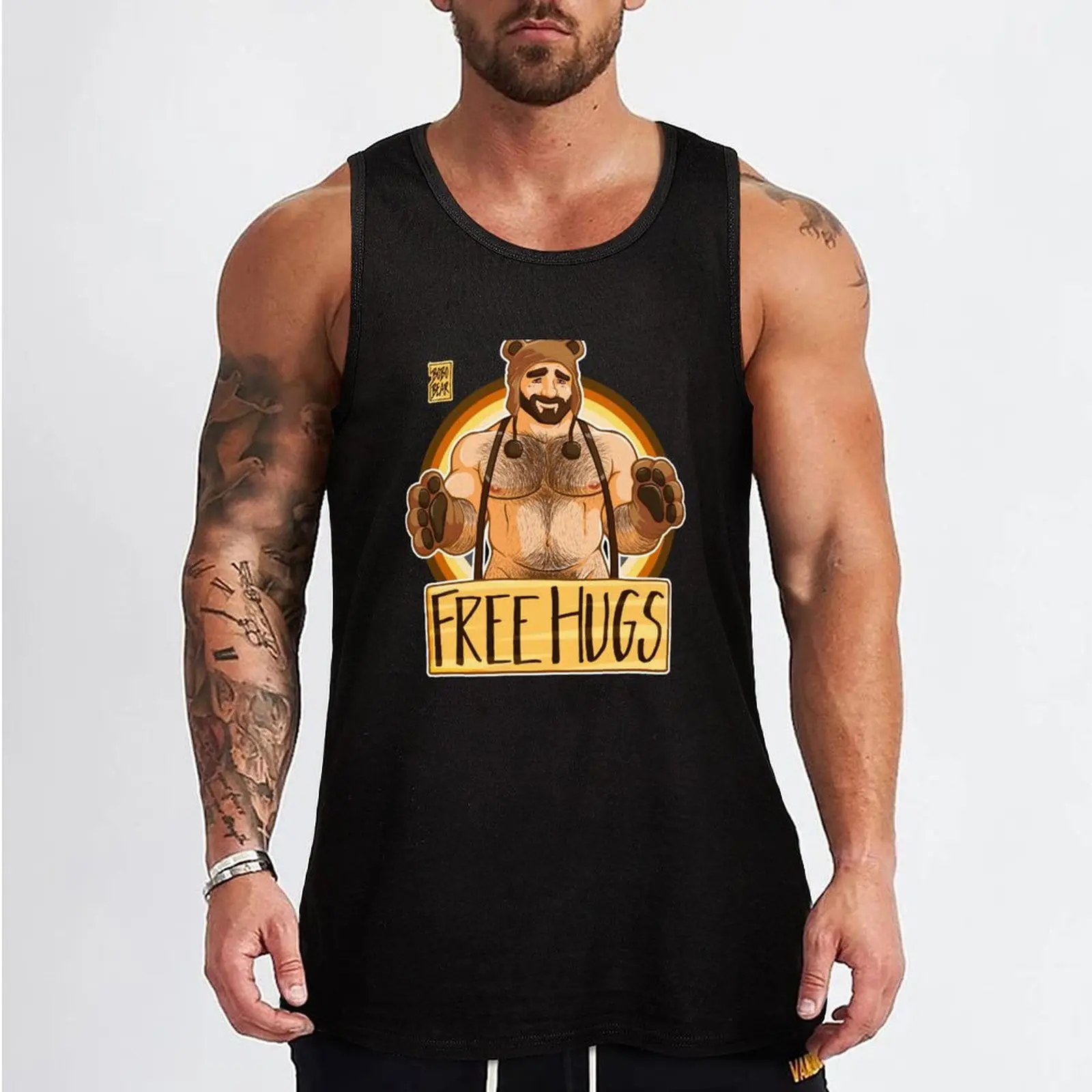 ADAM LIKES HUGS - BEAR PRIDE Tank Top camiseta muscular singlets masculinos