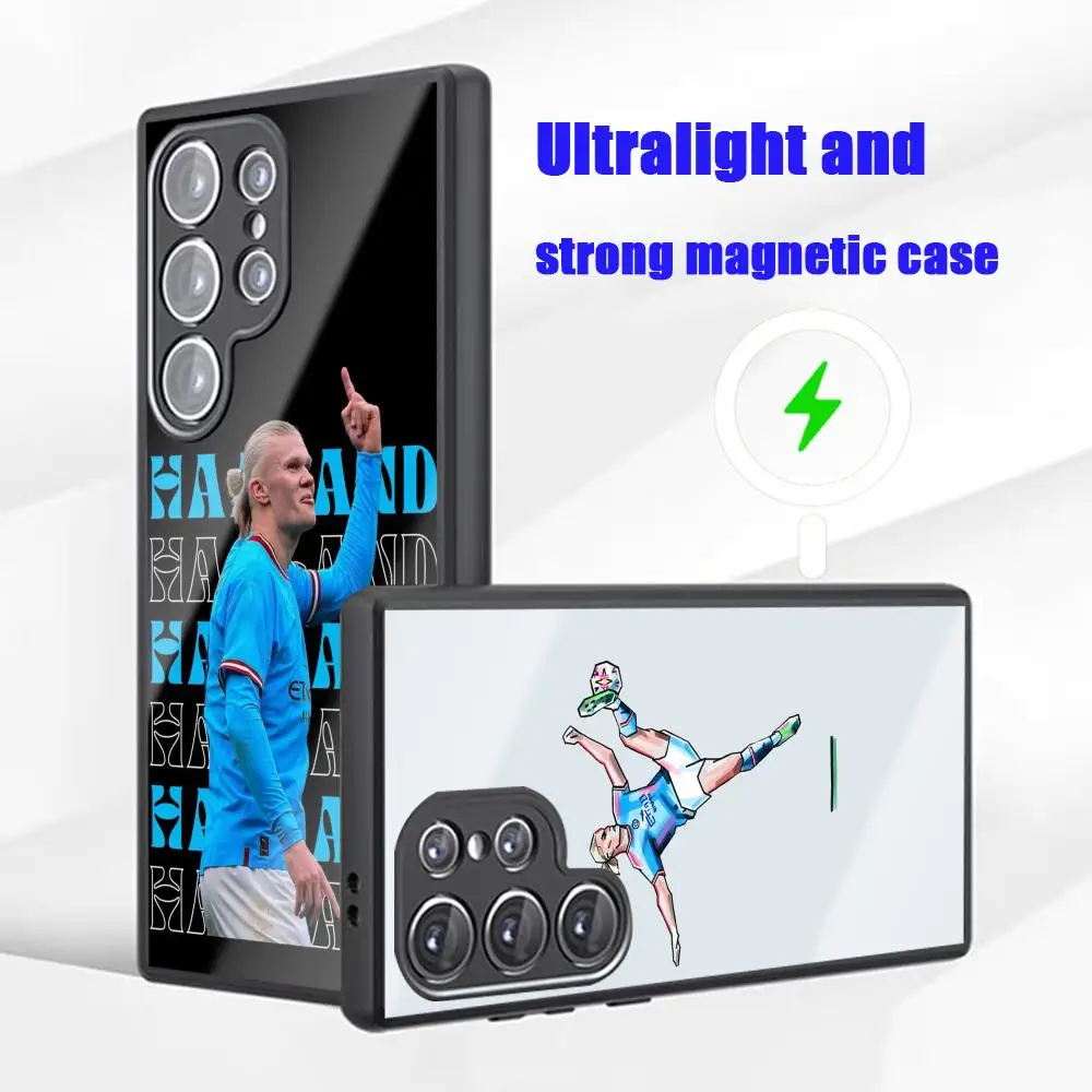 Hot Soccer Player H-HaalandES Phone Case For Samsung S26 S25 S24 S23 S22 S21 S20 Plus Ultra Glass Magnetic Case