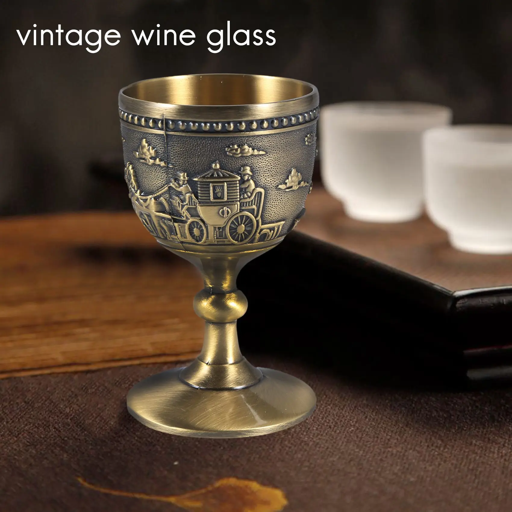 Copa de vino de Metal clásica, Copa pequeña hecha a mano, copa de vino de cobre para el hogar, patrón de tallado