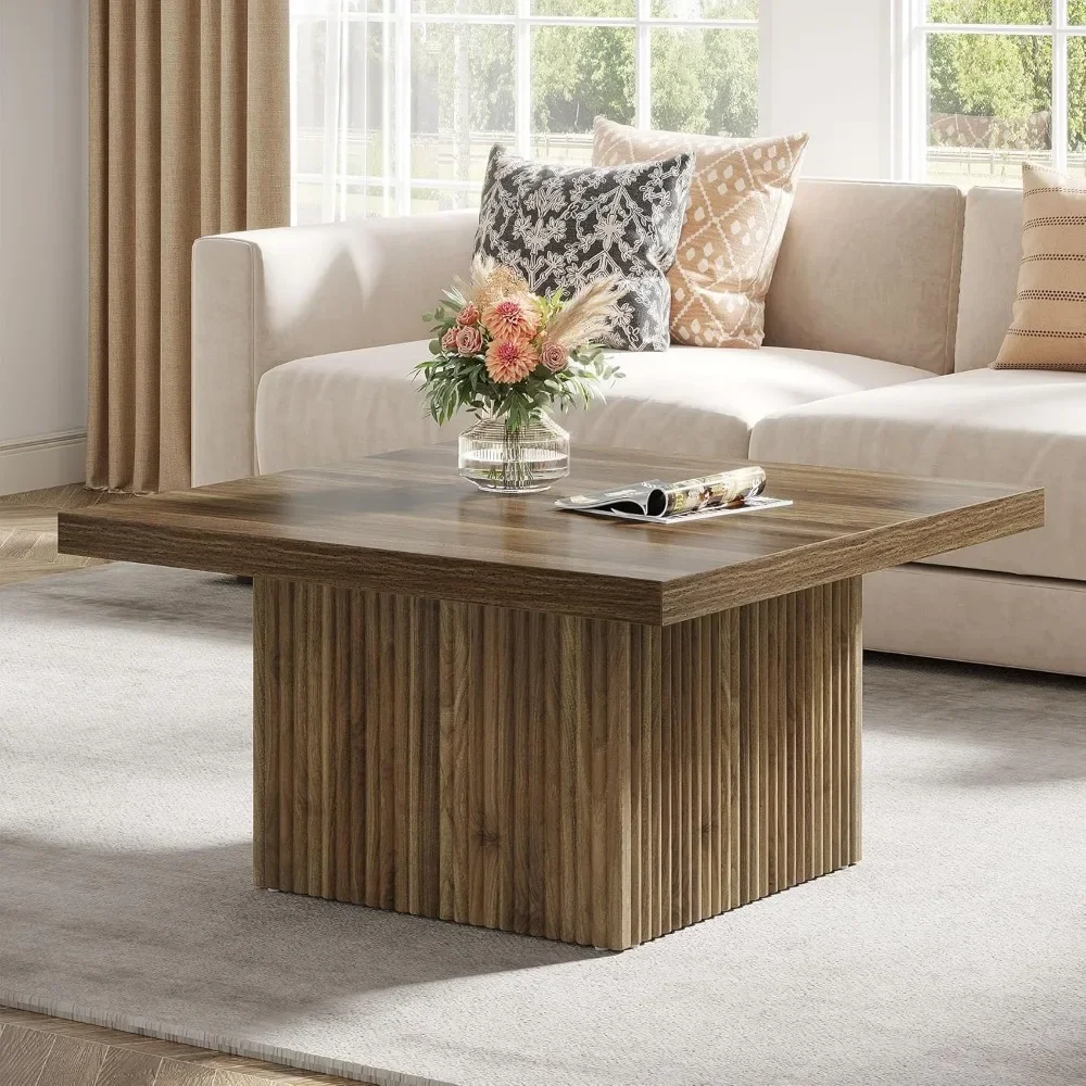 

Square Coffee Table, 31.5-Inch Engineered Wood Coffee Table for Living Room, Vintage Brown Center Table,