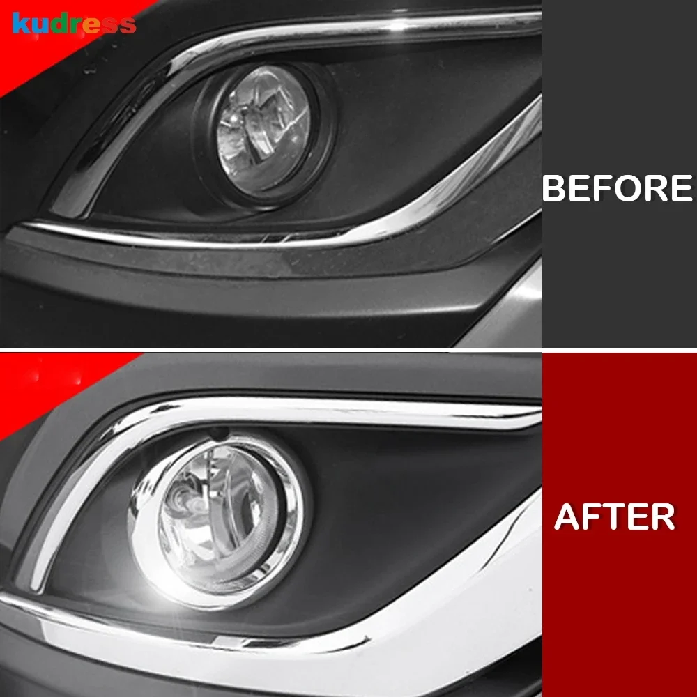 For Mitsubishi Outlander 2016 2017 Chrome Car Front Fog Light Lamp Cover Trim Head Foglight Bezel Trims Exterior Accessories