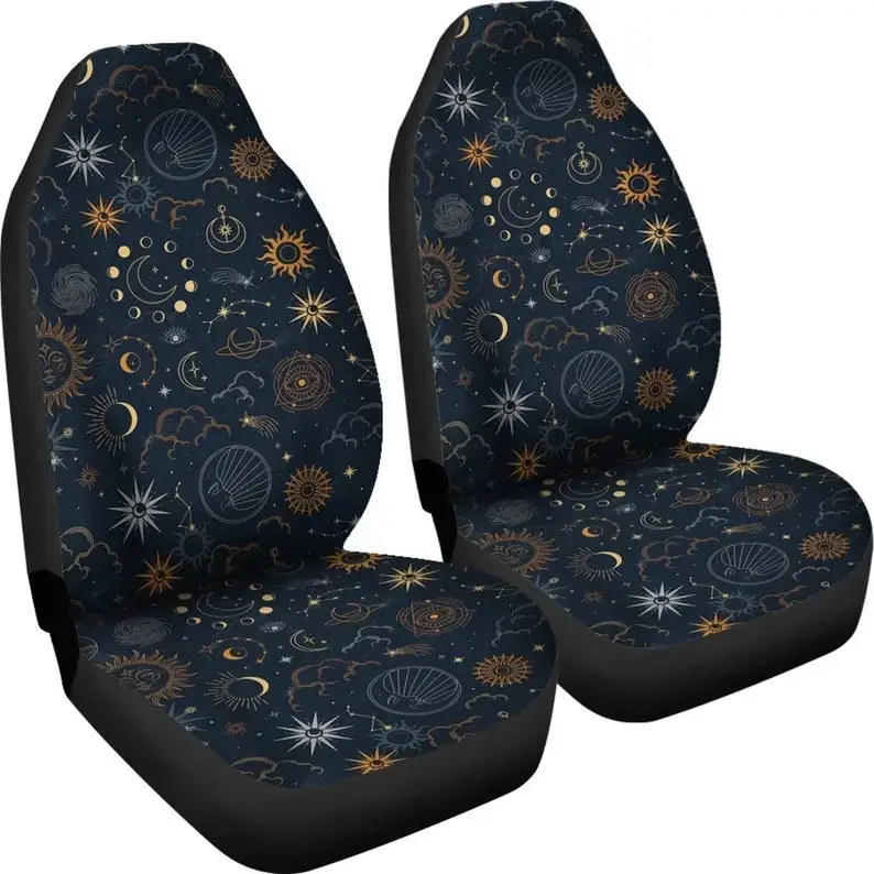 Sun and Moon Boho Car Seat Covers (Set Of 2) - Universal Front Car and Suv Seat Covers Custom Seat Protector Car Accessory gift