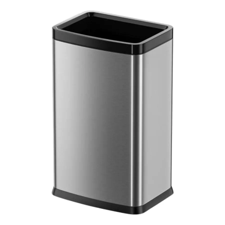 

25L/6 Gallon Stainless Steel Square Trash Can, Large Kitchen Garbage Can, Office Commercial Trash Bin Silver Garbage Can, Large