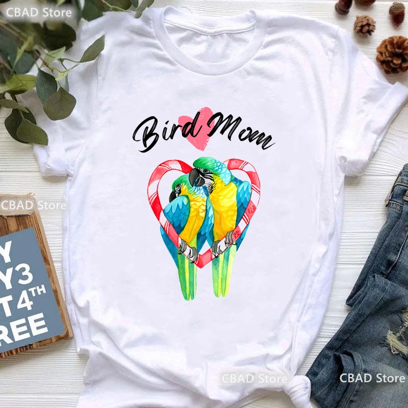 

Women Tshirt Galah Cockatoo Parrot Heart T Shirt Women Makeup Bird Tshirt Girls Summer Tops Tee Shirt Femme Harajuku Shirt tops