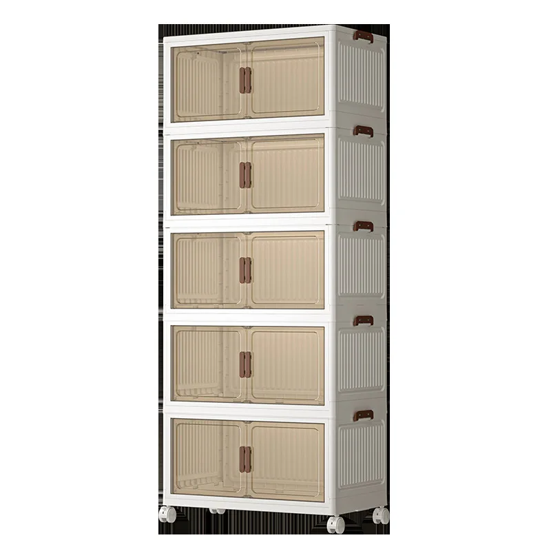 

Household multi-layer folding double-door storage cabinet, living room kitchen locker