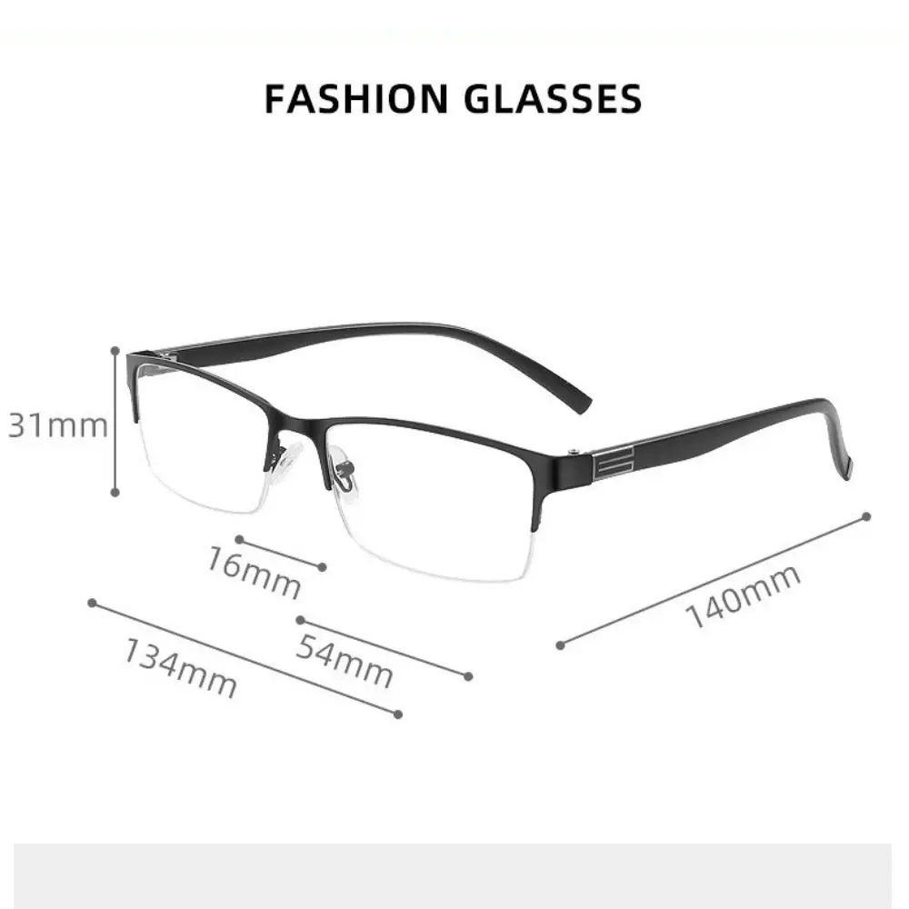 Vintage Metal PC Reading Glasses Black Grey Square Half Frame Ultra Light Frame Vision Care Men