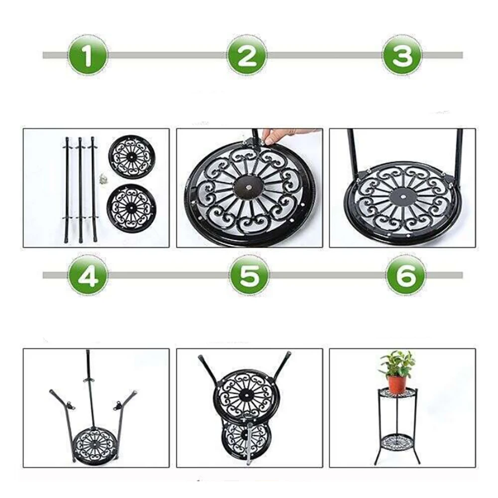A19F-Two-Layer Elegant Metal Plant Stand Shelf Potted Plant Holder Modern Tall Plant Pot Stands For Indoor Outdoor Decor