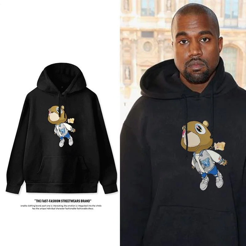 Kanye West Men & Women Spring Fall hoodies, Hip Hop sweatshirts, street hoodies, High Street, Bear print tops