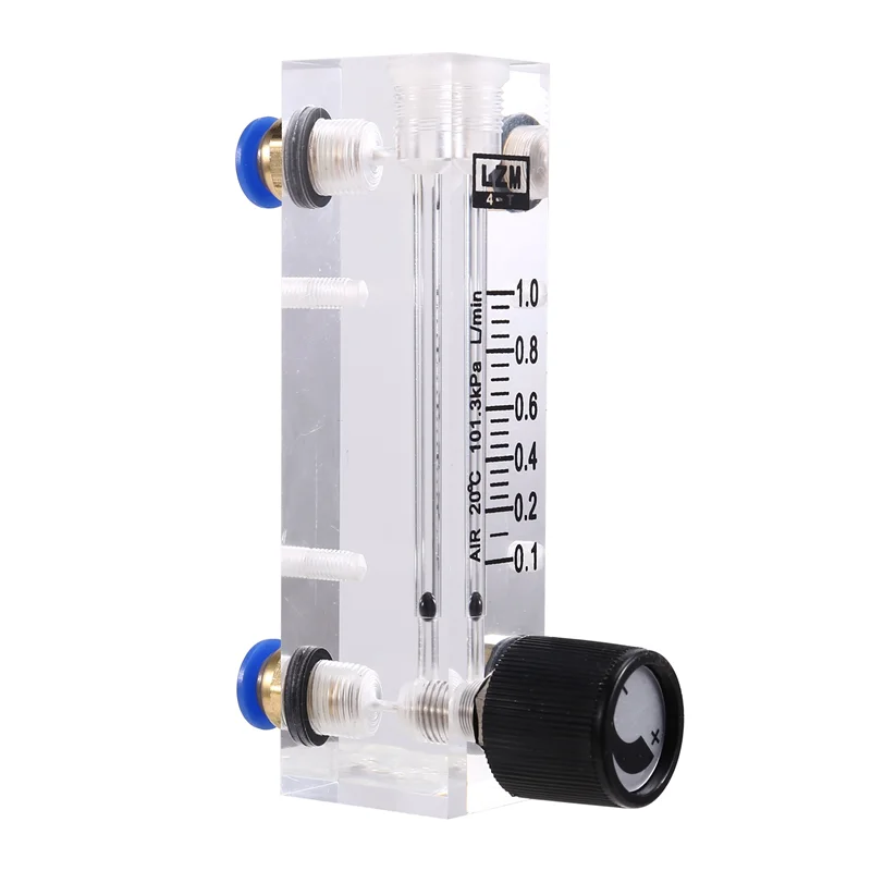 AT19-4T 0.1-1L/MIN Acrylic Variable Area Flow Meter Adjustable Panel Mount Gas Rotameter Air Flow Rate Controller