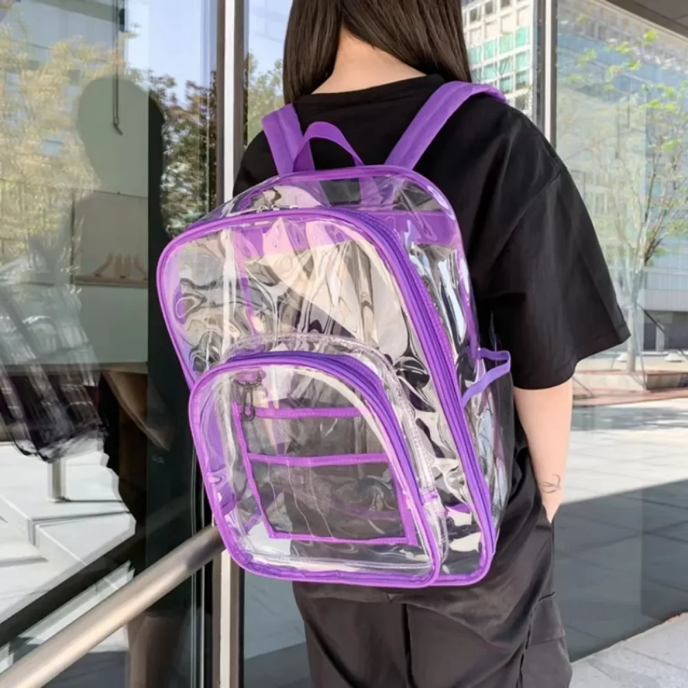

Unisex Transparent PVC Backpack - Waterproof School Bag for Teens & Students, Lightweight Travel Backpack for Men Women