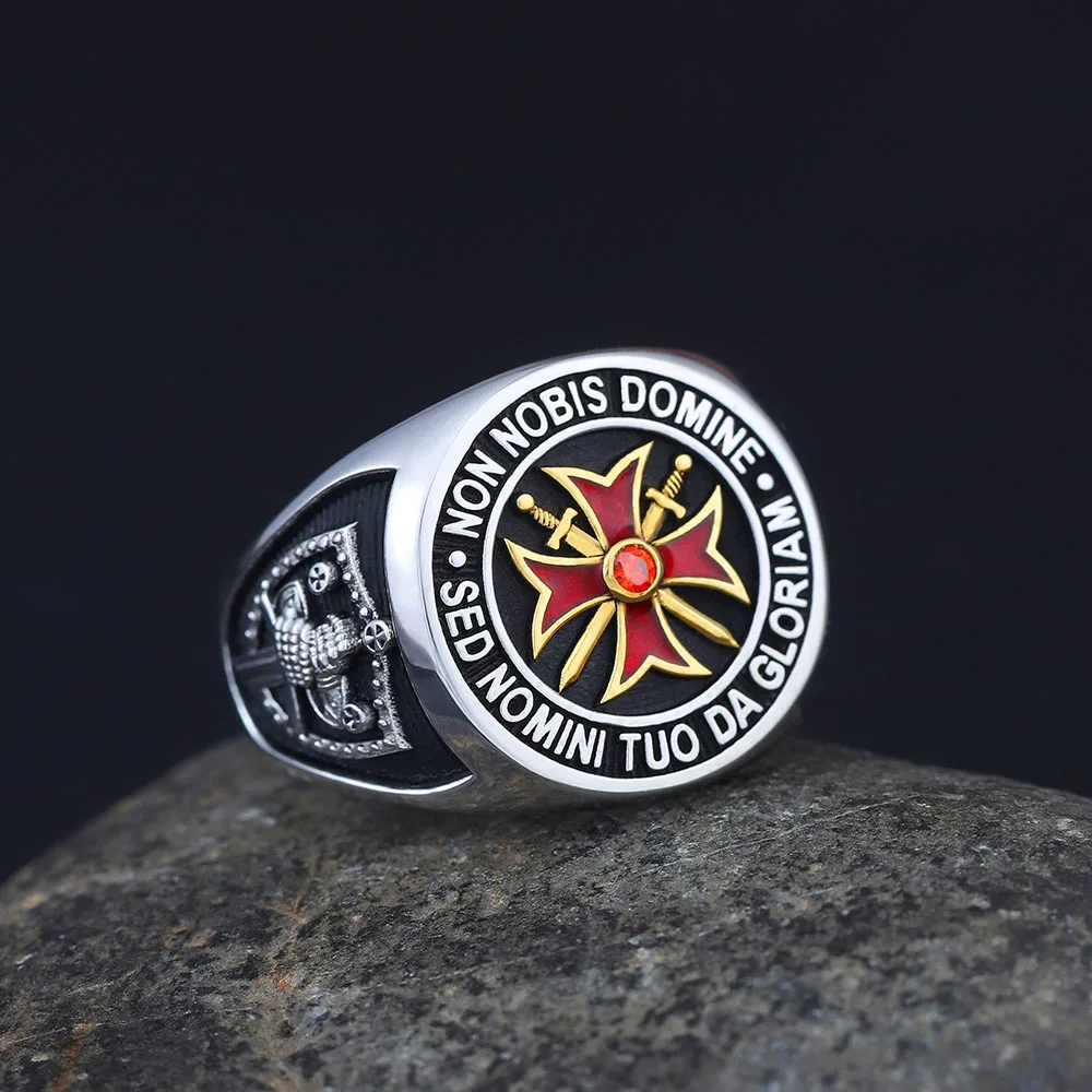 Templar Knights Cross Non Nobis Domine Sed Nomini Tuo Da Gloriam Sterling Silver Ring