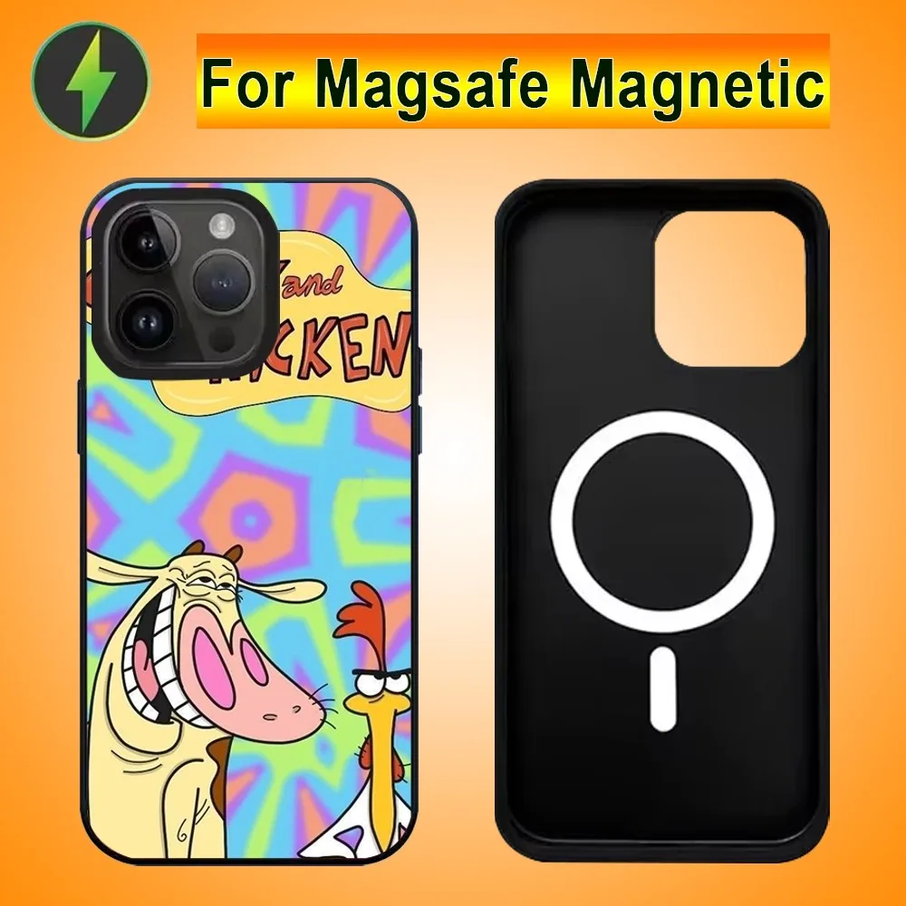 Cartoon C-Cow And Chicken Phone Case For IPhone 15 14 13 Pro Max 11 12 Mini Alex Mirror For Magsafe Wireless Charging Cover