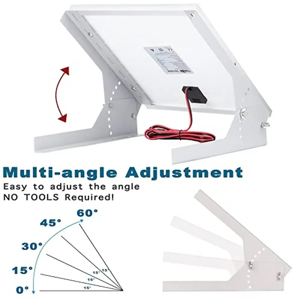 Adjustable Solar Panel Tilt Mount Brackets 20W 12V Solar Panel Kit with 5A PWM Charge Controller RV Boat Motorhome Security