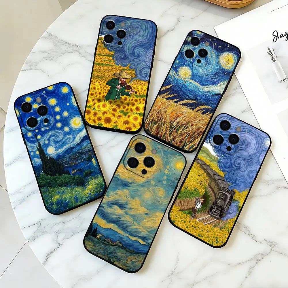 Gemälde des genialen Künstlers Van Gogh Silikon-Handyhülle Weich für iPhone 17 16 15 14 13 12 11 X XR Plus Pro Max Plus