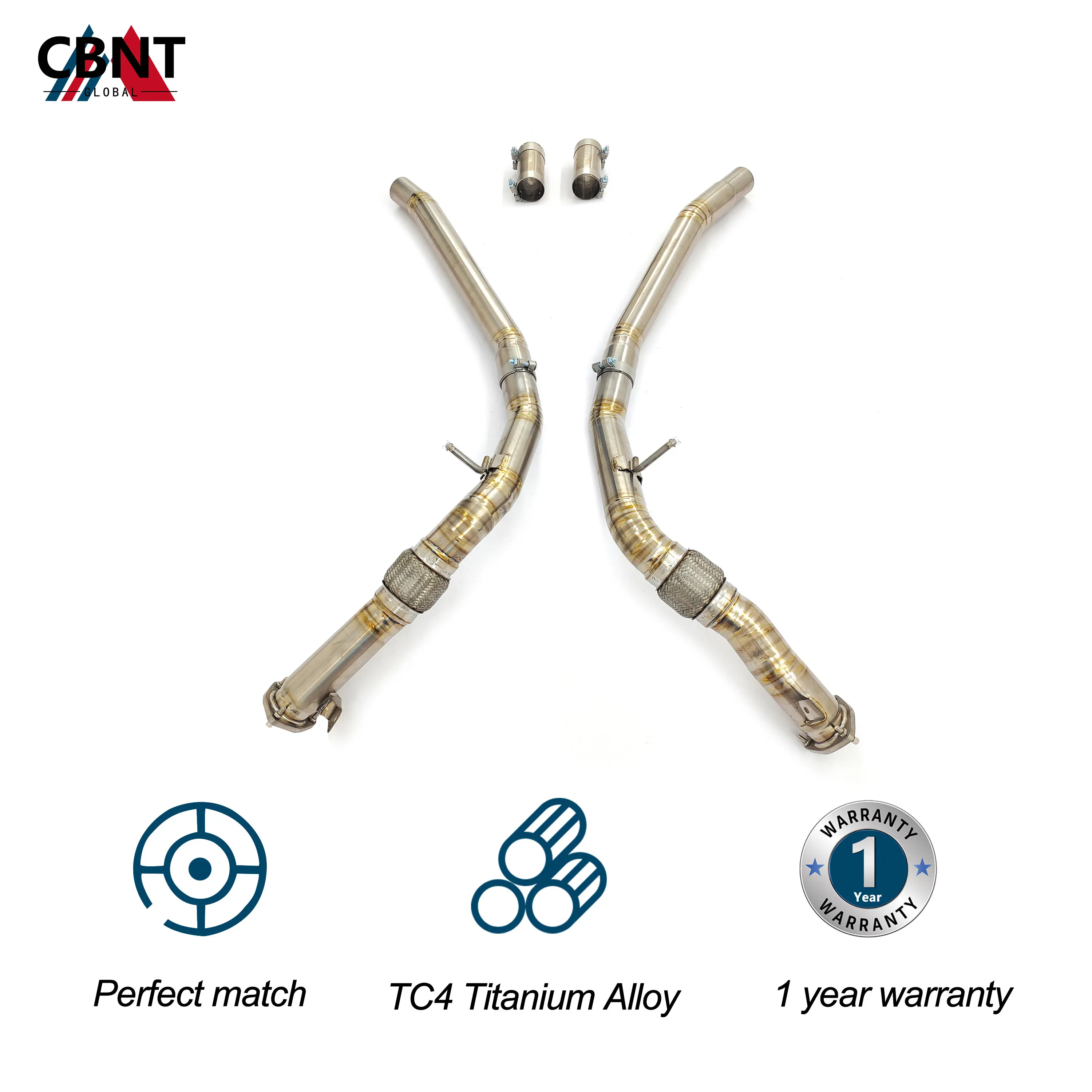 CBNT Exhaust System for Audi RSQ8 4.0T Front Pipe High Quality TC4 Titanium Alloy Secondary Downpipe Exhaust Pipe