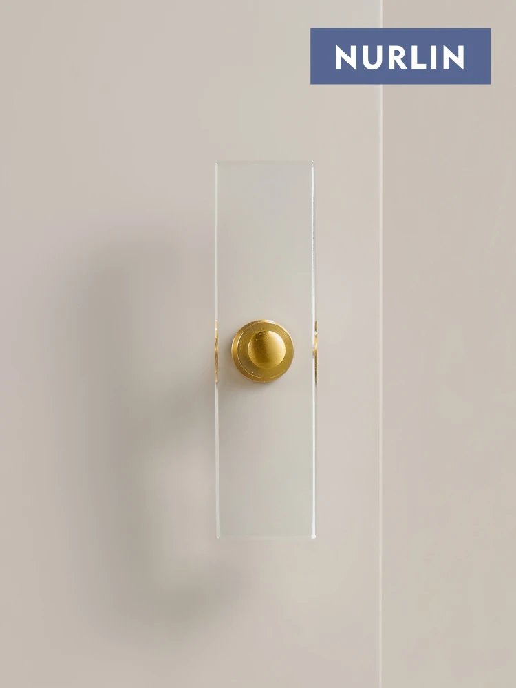 Nurlin Brass Acrylic Cabinet Drawer Wardrobe Door Furniture Rectangular   Handle Knobs T-bar Pull