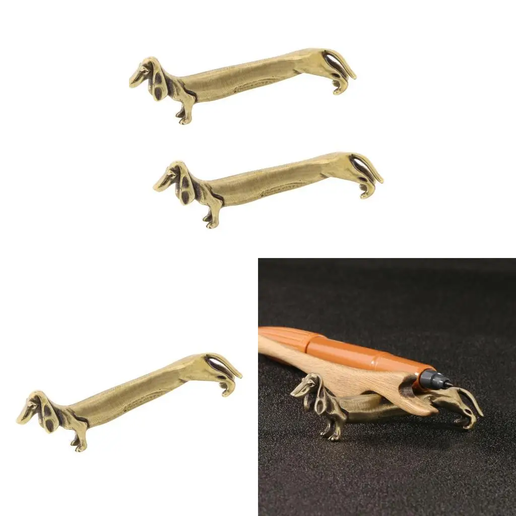 62KD Lucky Symbolic Brasses Lengthen Dachshund Figurine Gift Decoration Art Work