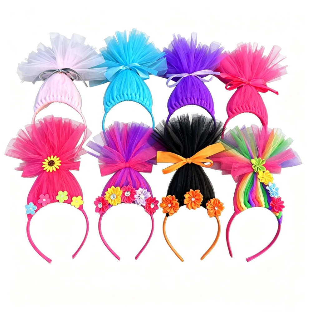 New Anime Magic Elf Hair Bands Troll Doll Hair Halloween Dress Up Props Headband Suit for Holiday Party Birthday Costume