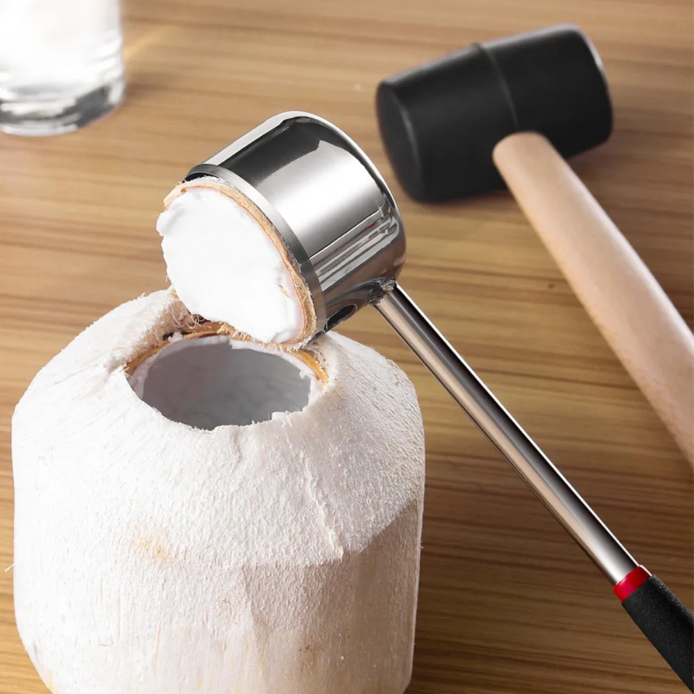 Stainless Steel Coconut Opener Single Piece Easy Open Tool for Young Green Coconuts Whole Lid No Mess Kitchen Gadget