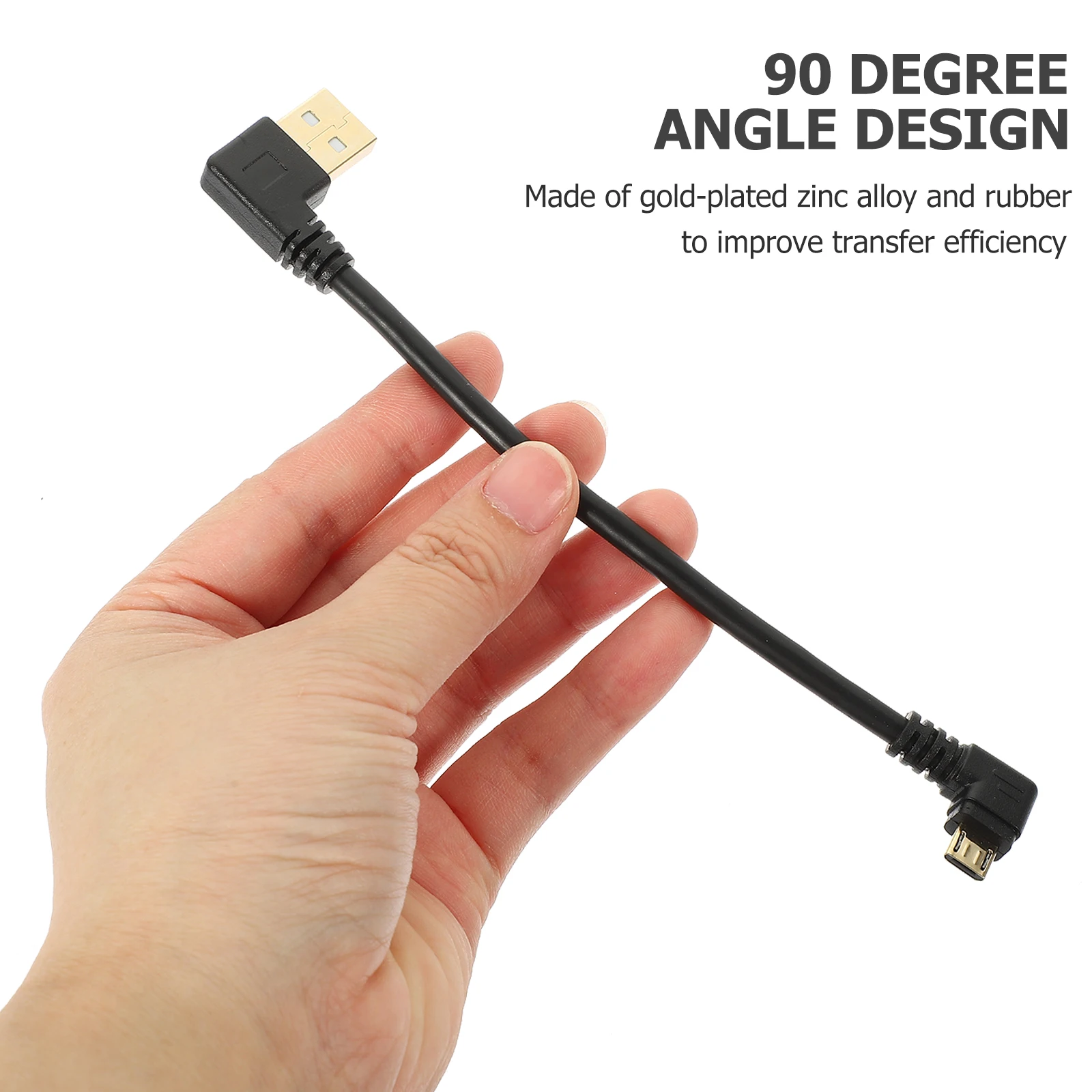Cable Micro de ángulo recto de 3 uds, Cable de carga rápida corto Usb a Micro Usb de 90 grados para sobrecalentamiento