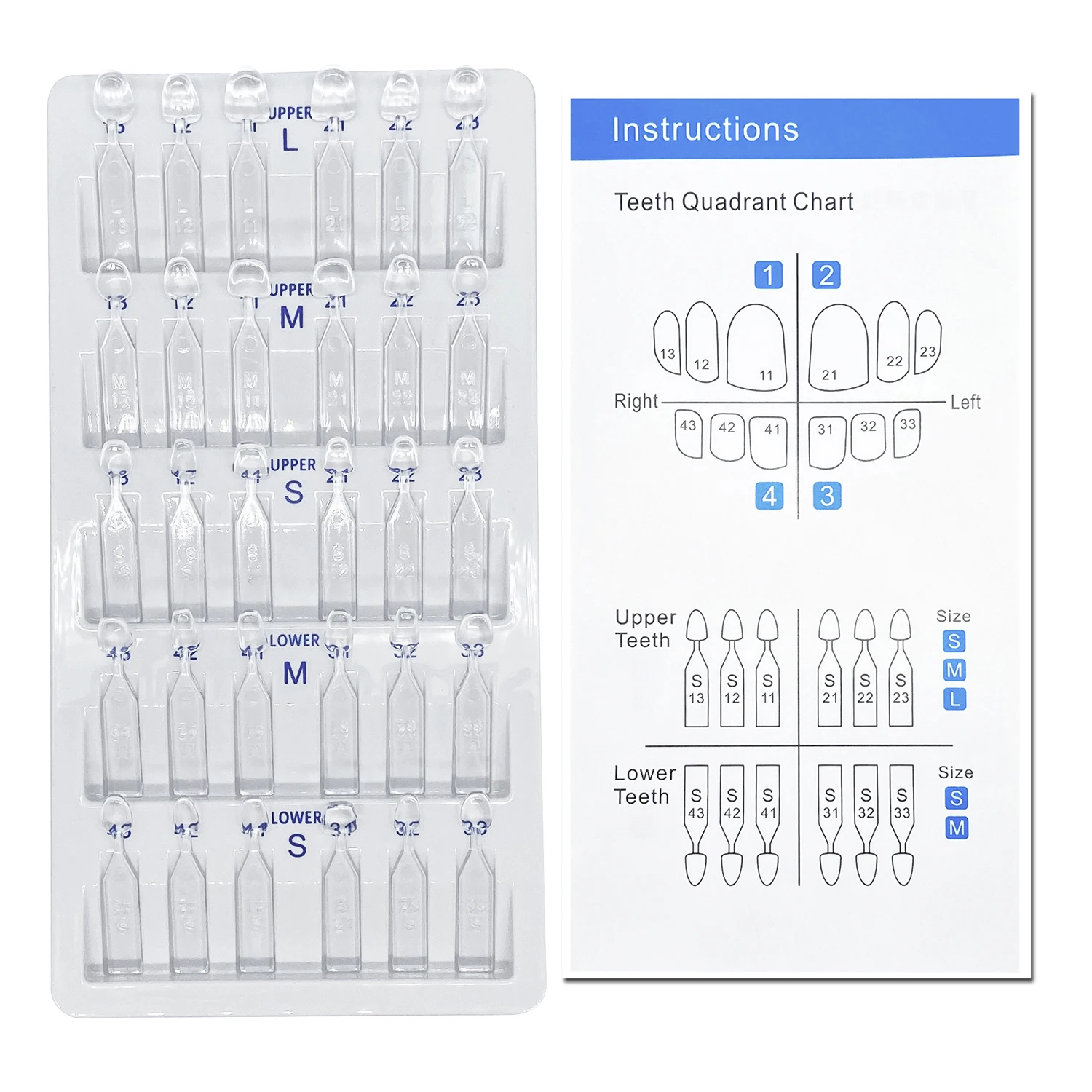 

30pcs/box Dental Composite Veneer Mould Kit Light Cure Resin Mold for Front Teeth Dental Teeth Whitening Restoration Tool