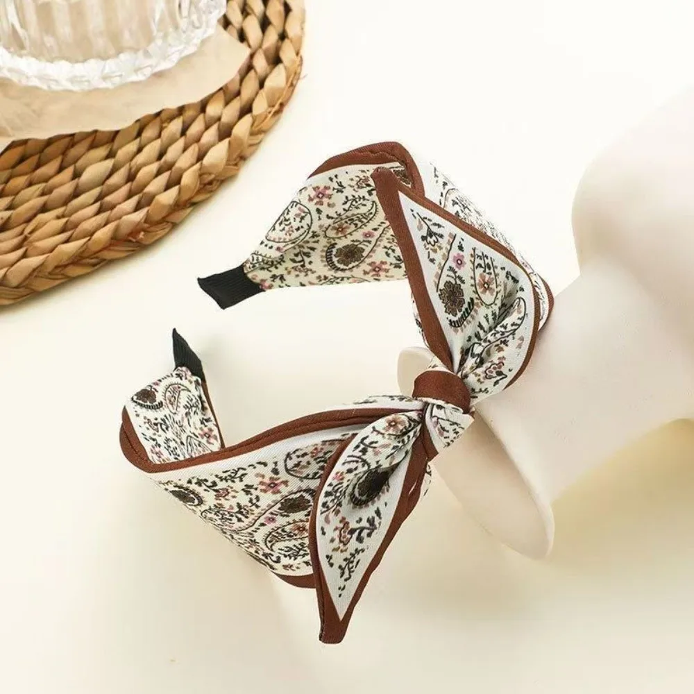 New Wide Brim Bowknot Headband Paisley Elastic Turban Headwrap Cloth Floral Hair Hoop Hair Accessories