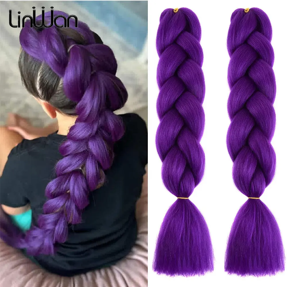 

Джамбо-плетение волос для наращивания, синтетические волосы, термостойкое волокно оптом, 24-дюймовые фиолетовые синтетические косы с эффектом омбре, связанные крючком