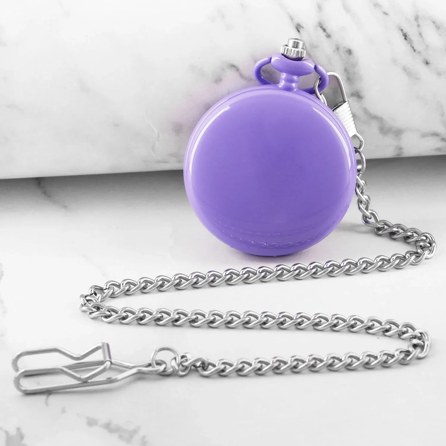 Purple Digital Display Clock Men's and Women's Quartz Pocket Watch Retro Fashion Necklace Jewelry Student Gifts