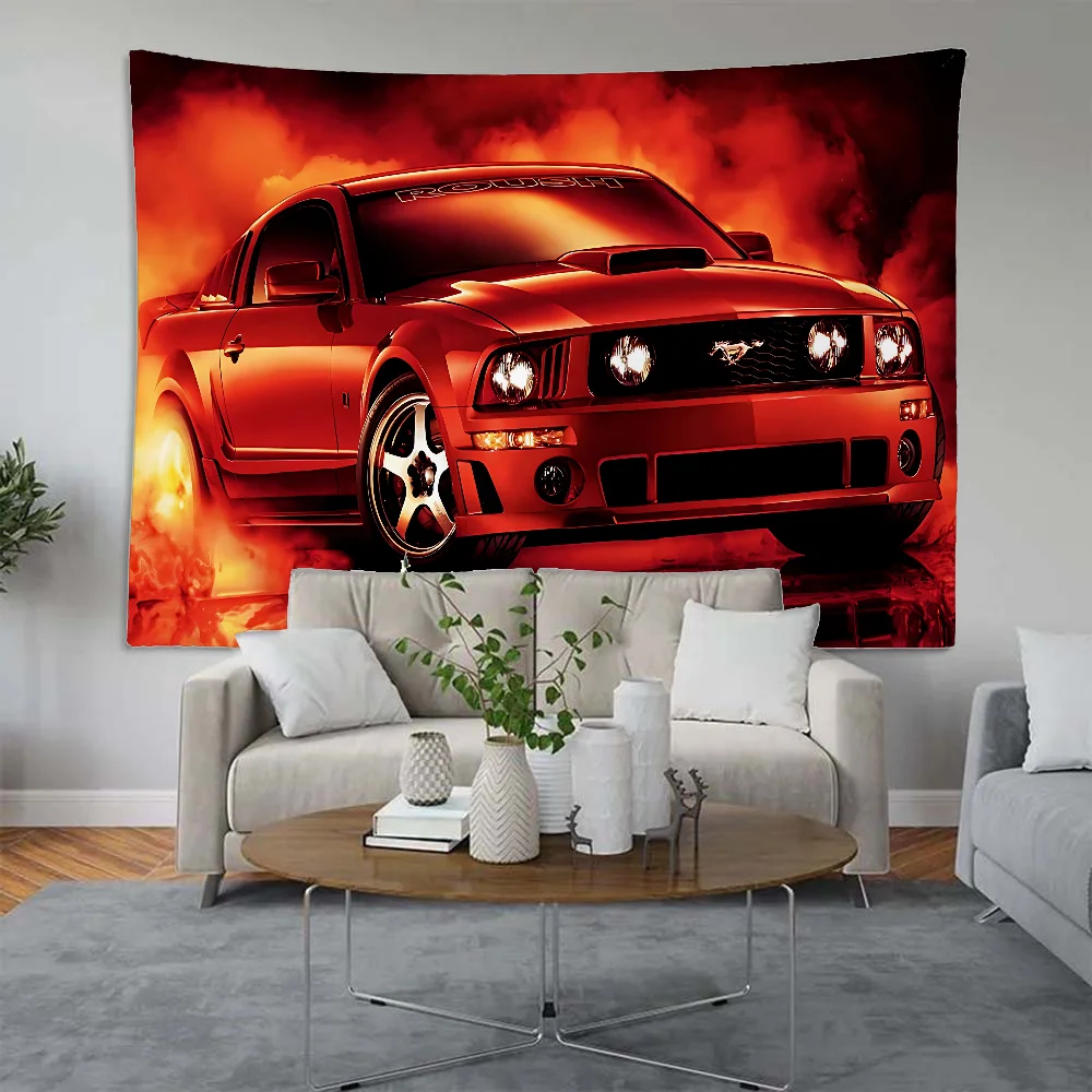 F-Fords Car M-MustangS Flag Hand Pulled Flag to Hang Stall Cloth,Advertising Cloth,Class,Camping,Birthday Party DIY Banners