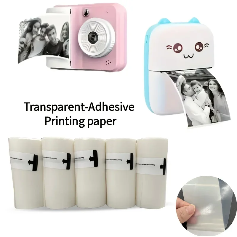 

5 рулонов прозрачной термонаклейки, 57 мм, самоклеящиеся многофункциональные этикетки для портативных принтеров чеков, этикеток для компакт-дисков/именных карточек