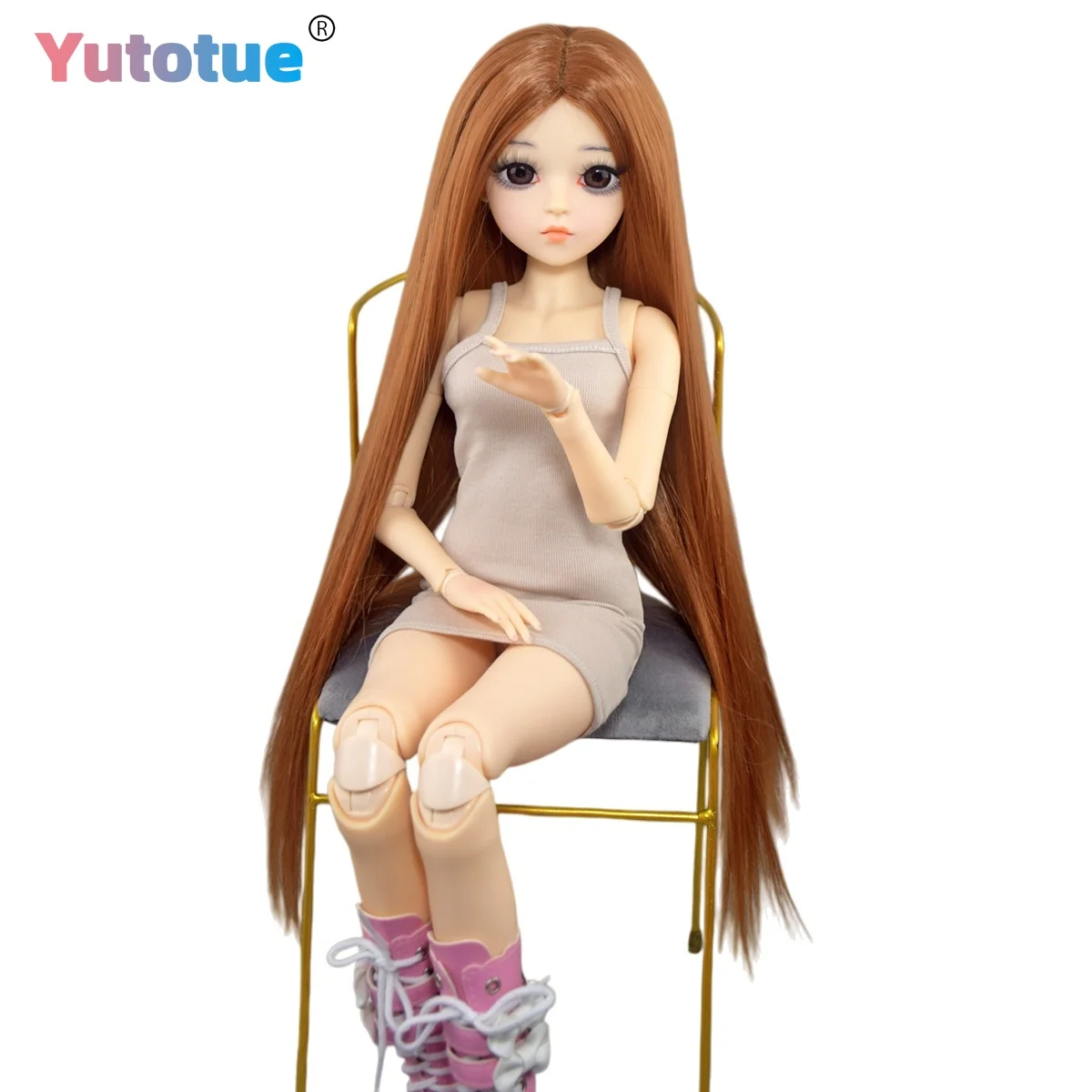 

YUTOTUE 60cm Height Girl Doll Straight Wig Dress Shoes Full Set Lifelike 1/3 BJD Doll Toy