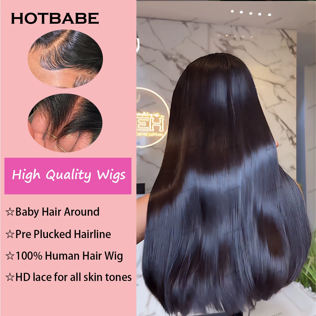 36 Inch Straight Human Hair Wigs Silky Straight 13×6 HD Lace Frontal Wig Brazilian Preplucked For Women 100% Human Hair Quality